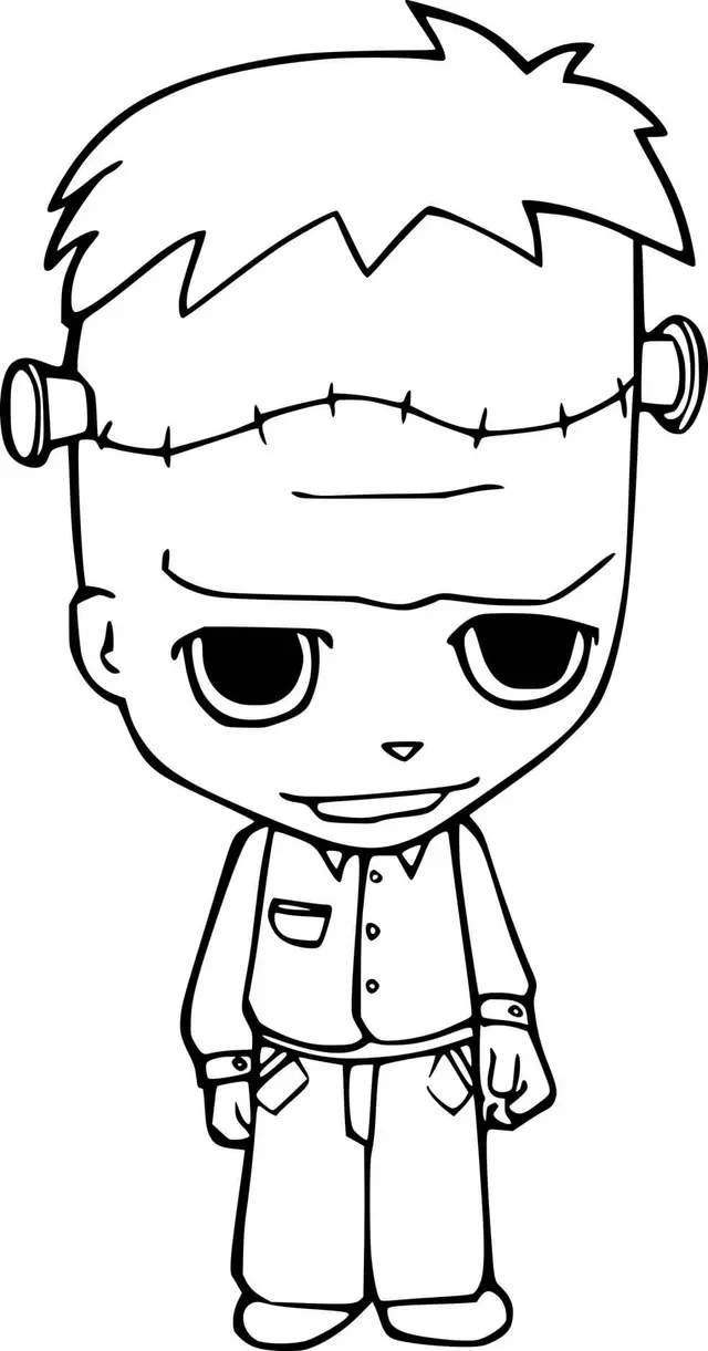 Coloriage Bébé Frankenstein Enfants Costume - Frankenstein à imprimer