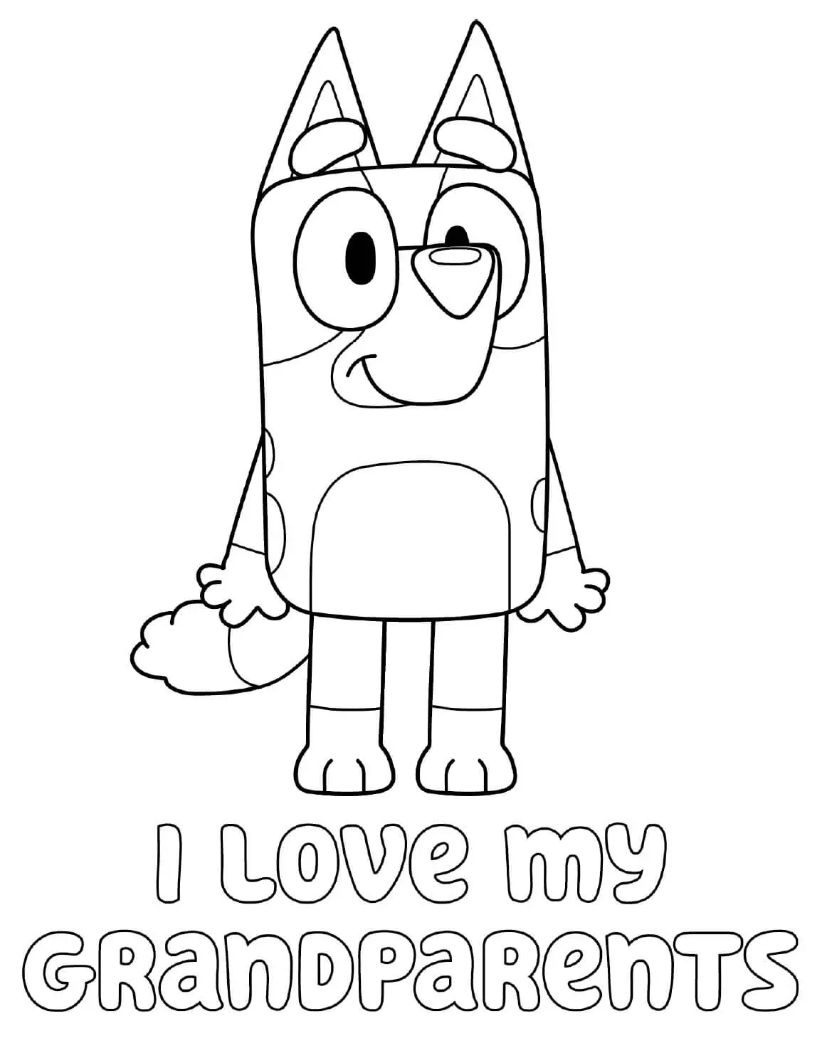 Bluey Loves Her Grandparents coloring page to print
