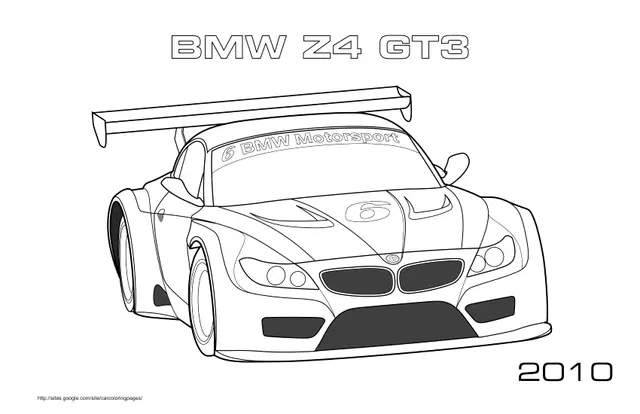 Coloriage BMW Z4 GT3 2010 sports automobile - Voiture à imprimer