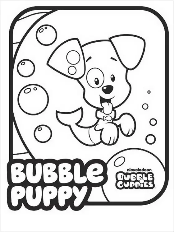 Coloriage Bubble Guppies - Petit chiot mignon - Bubulle guppies à imprimer
