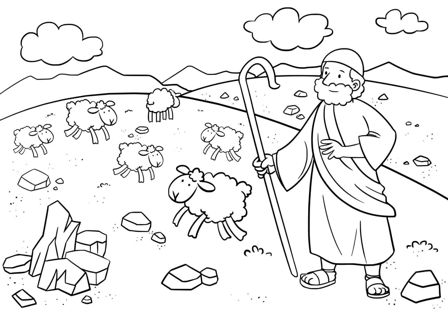 Coloriage Buisson ardent Moïse Exode révélation - Jésus à imprimer