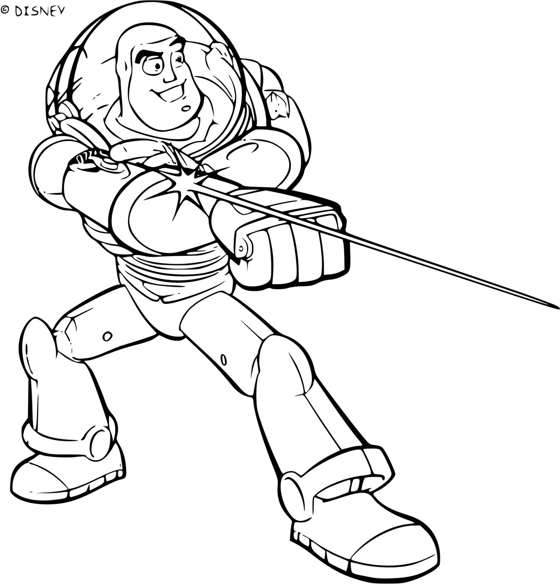 Coloriage Buzz l'éclair tire un laser - Buzz l'Éclair à imprimer