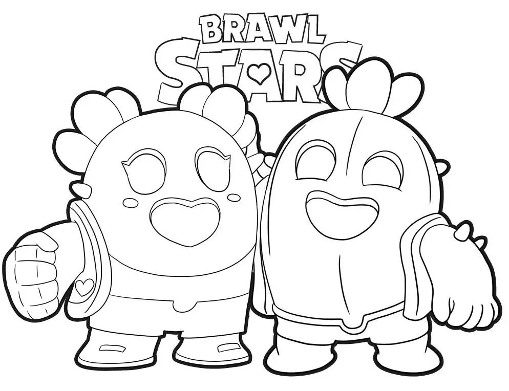 Cactus Love Brawl Stars coloring page to print