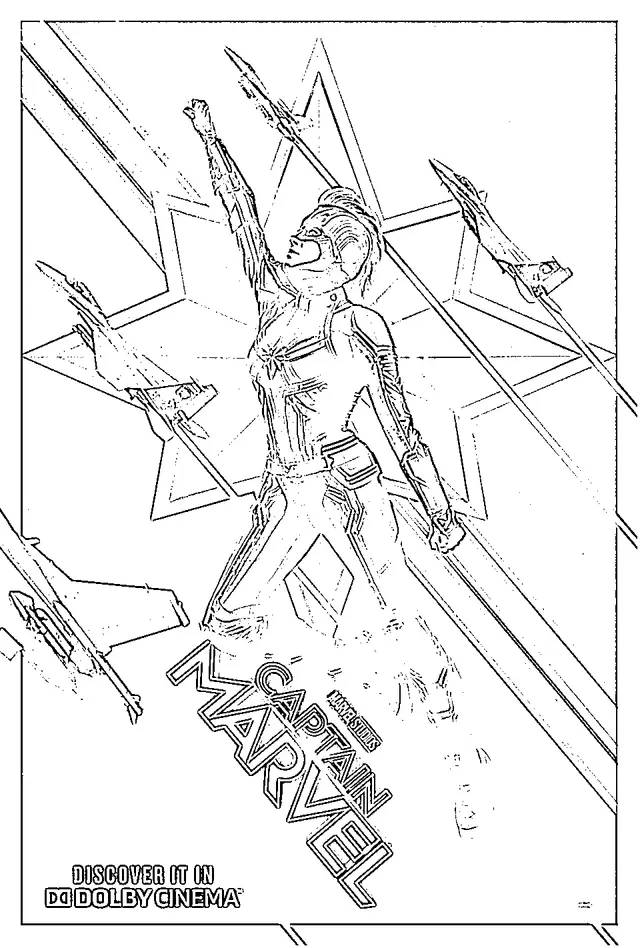 Dibujo de Capitana Marvel - Póster Supergirl para colorear
