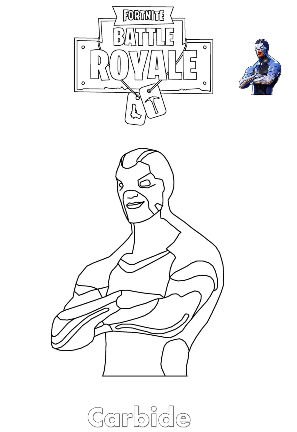 Carbide Fortnite coloring page to print