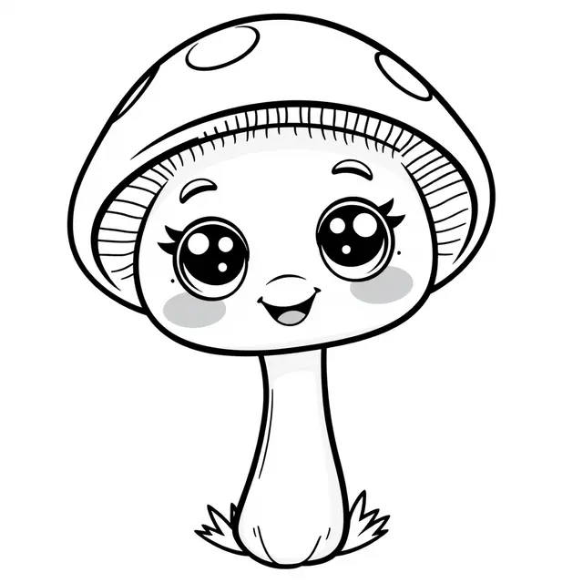 Coloriage Champignon Maternelle Légumes Kawaii - Legumes à imprimer