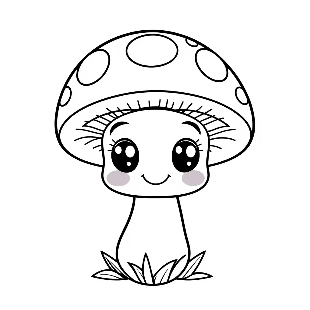 Coloriage Champignon Rigolos Légumes Kawaii - Legumes à imprimer