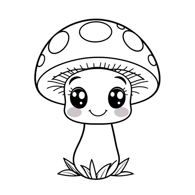 Coloriage Champignon Rigolos Légumes Kawaii - Legumes à imprimer