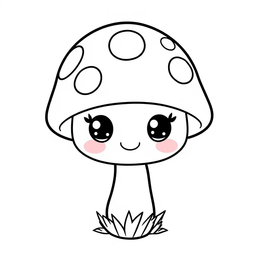 Coloriage Champignon Mignon - Legumes à imprimer