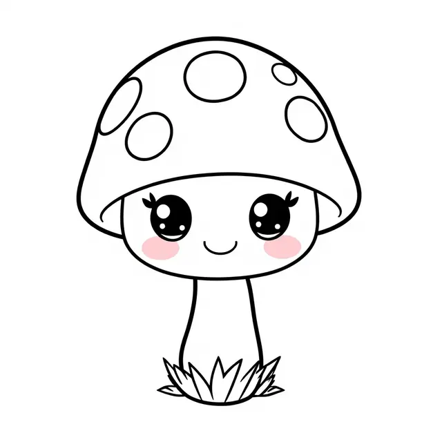 Coloriage Champignon Mignon - Legumes à imprimer