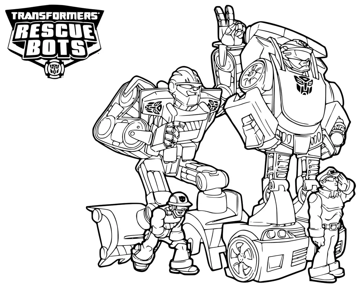 Ausmalbild Transformers Rescue Bots Team zum Ausdrucken