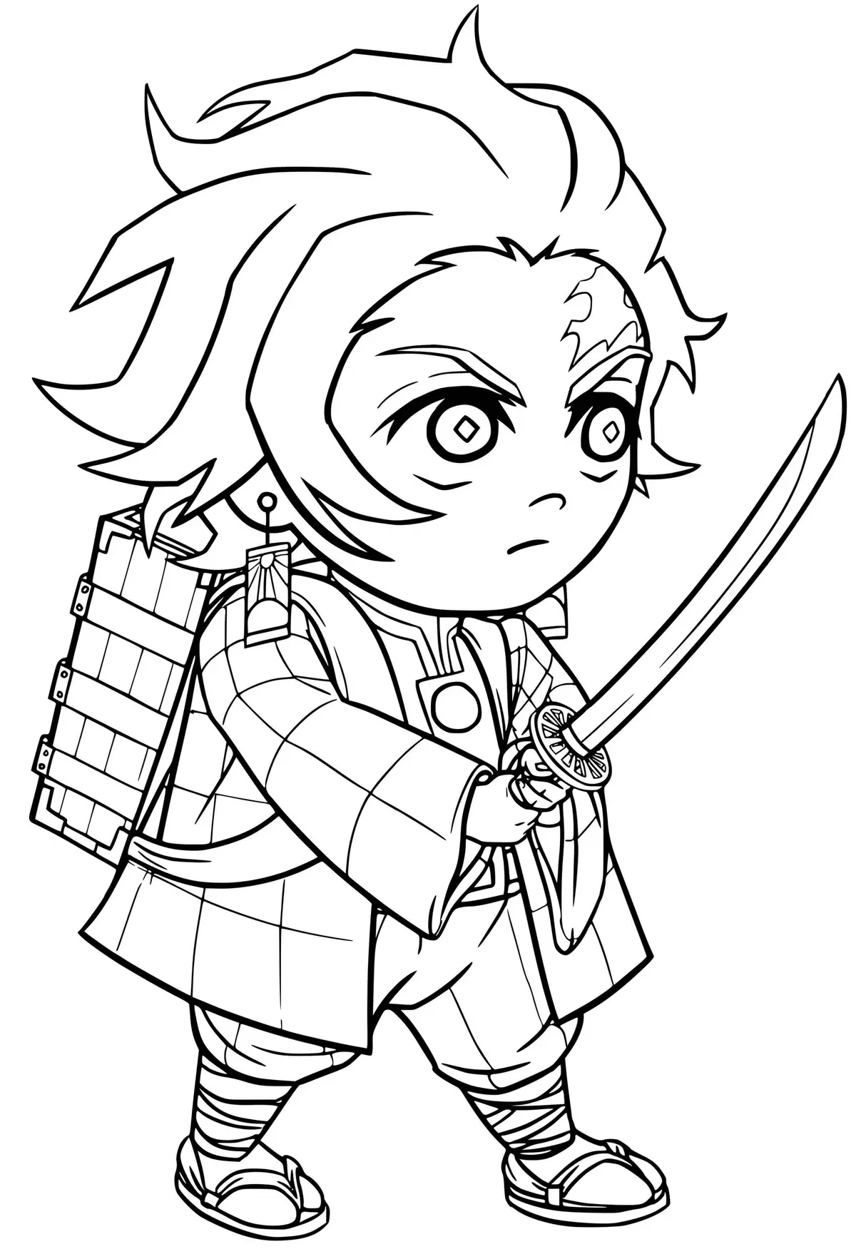Coloriage Chibi Tanjiro Kimetsu No Yaib - Demon slayer à imprimer