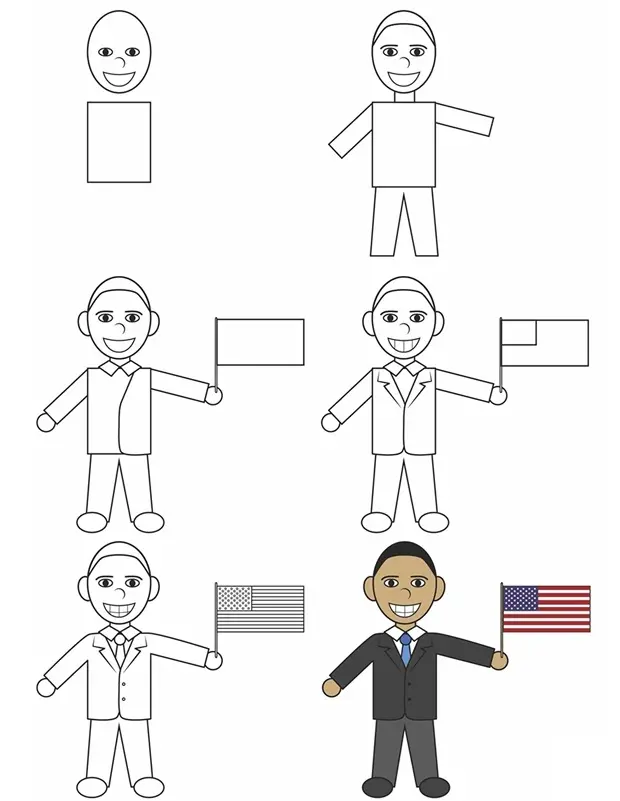 Coloriage Comment Dessiner Barack Obama - Comment dessiner à imprimer