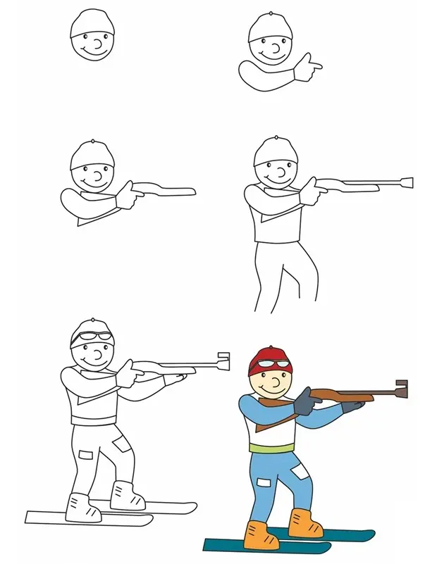 Coloriage Comment Dessiner Biathlon - Comment dessiner à imprimer