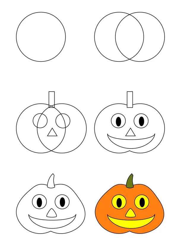 Kleurplaat Hoe teken je een Halloween-pompoen om te printen