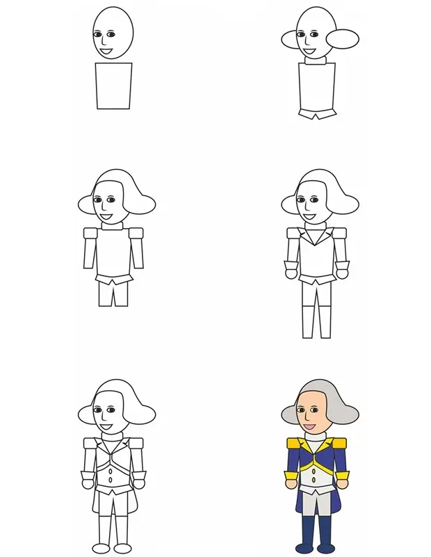 Kleurplaat Leer George Washington tekenen om te printen