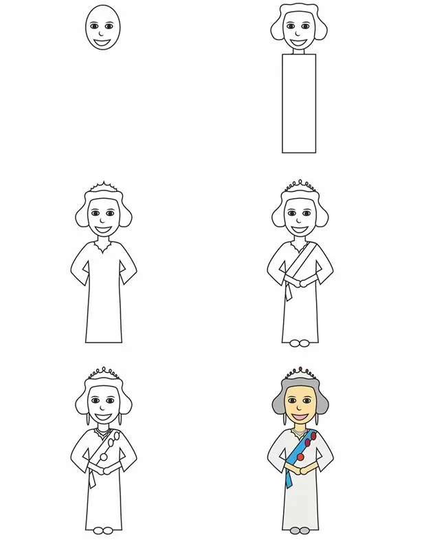 Coloriage Comment Dessiner Reine Elizabeth Ii - Comment dessiner à imprimer