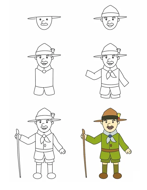 Coloriage Comment Dessiner Robert Baden Powell - Comment dessiner à imprimer