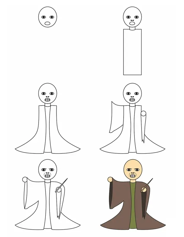 Coloriage Comment Dessiner Voledemor Tom Jedusor - Comment dessiner à imprimer