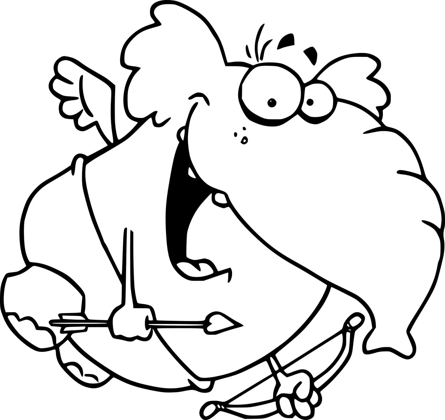 Coloriage Cupid Éléphant - Cupidon à imprimer