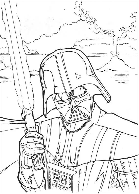 Darth Vader and His Lightsaber coloring page to print