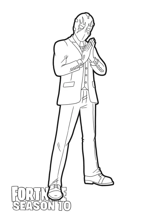 Coloriage Dark Wild Card en costume de gala - Fortnite à imprimer