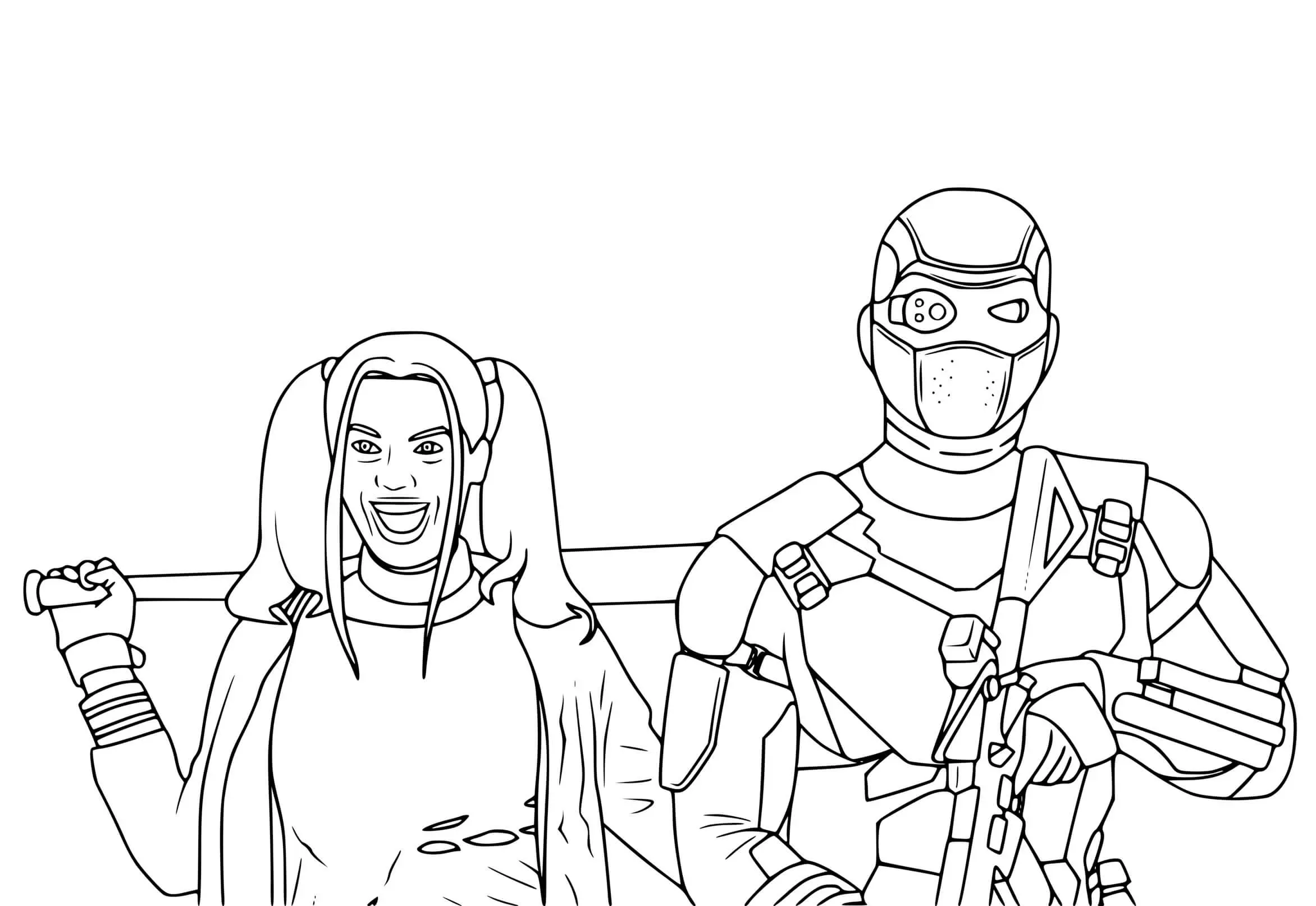 Coloriage Deadshot Et Harley Quinn Du Film Suicide Squad - Harley quinn à imprimer