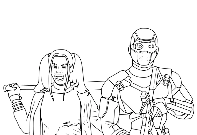 Coloriage Deadshot Et Harley Quinn Du Film Suicide Squad - Harley quinn à imprimer