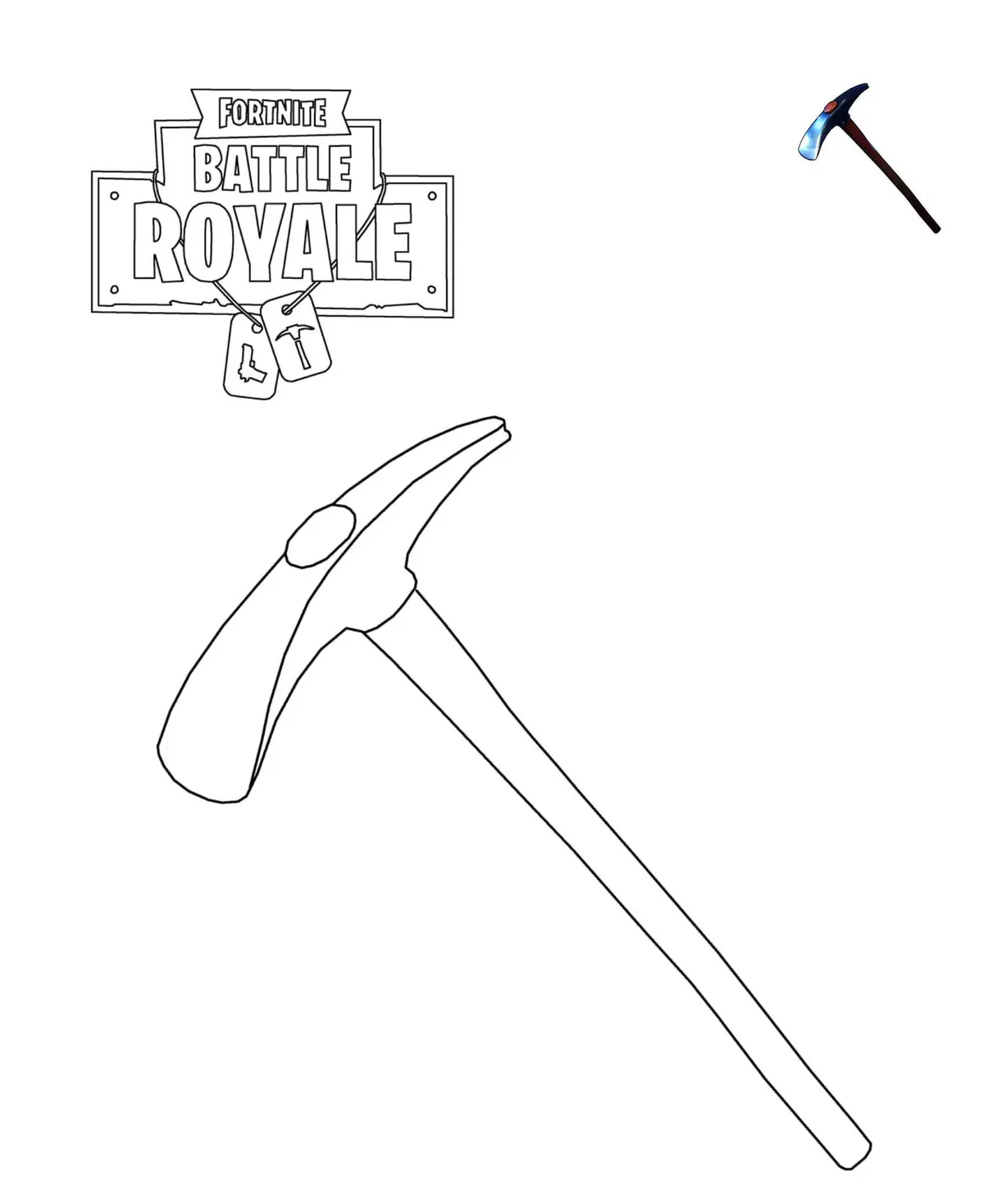 Default Pickaxe Fortnite coloring page to print