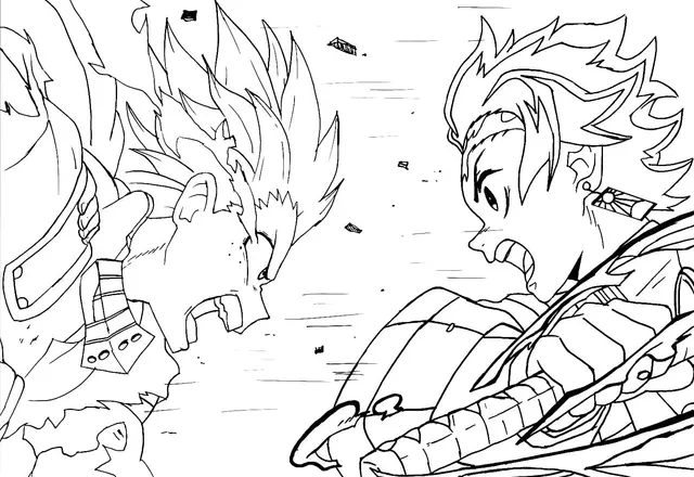 Deku Vs Tanjiro – Demon Slayer coloring page to print