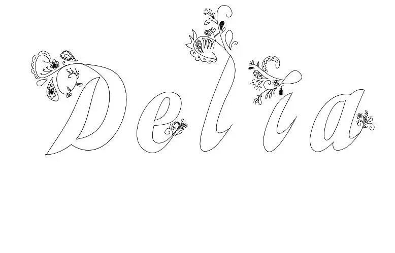 Coloriage Delia - Prénom à imprimer