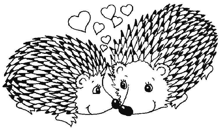 Coloriage Deux Hérissons Amoureux - Hérisson à imprimer