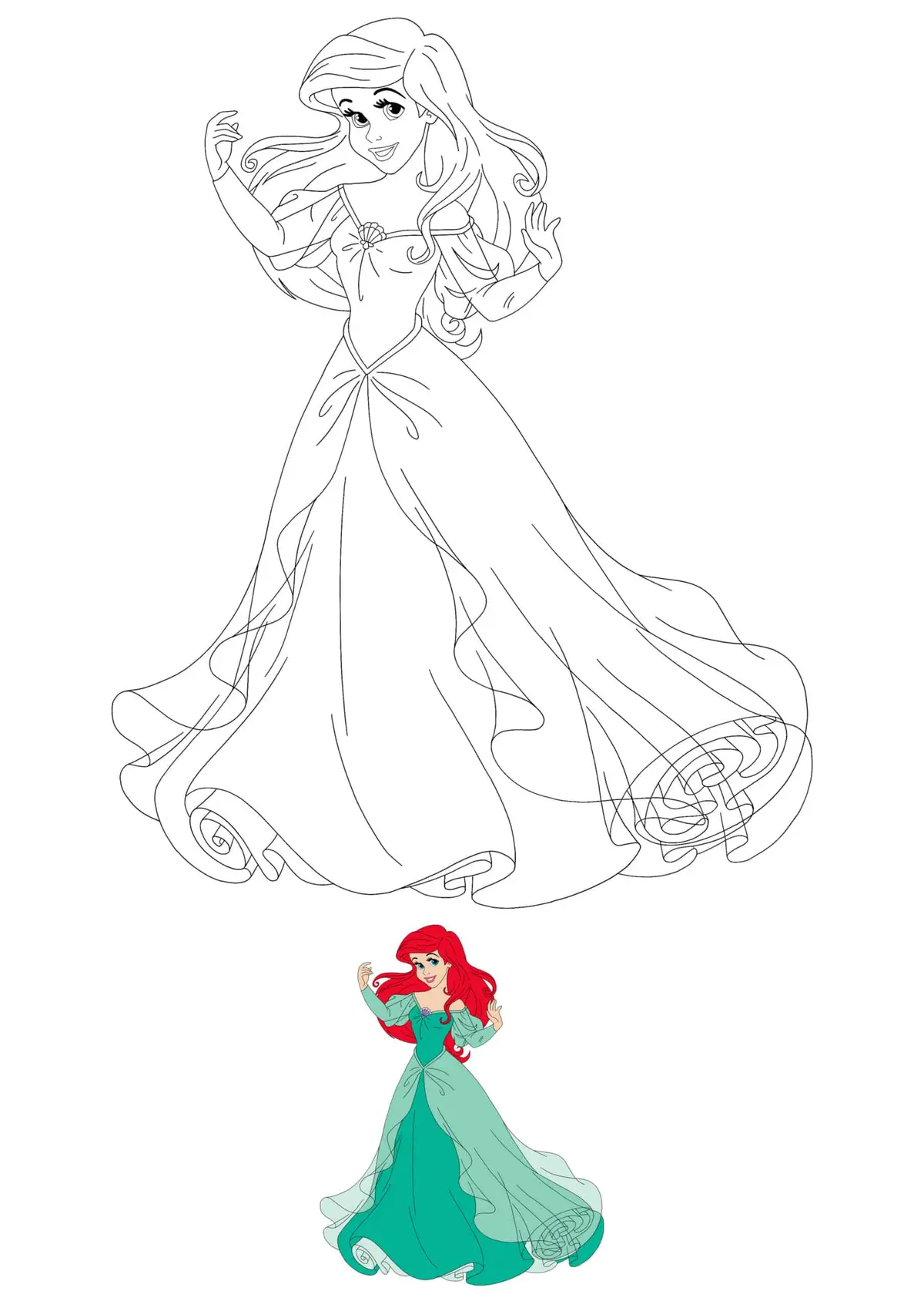 Coloriage Disney Princesse Ariel - Princesse à imprimer