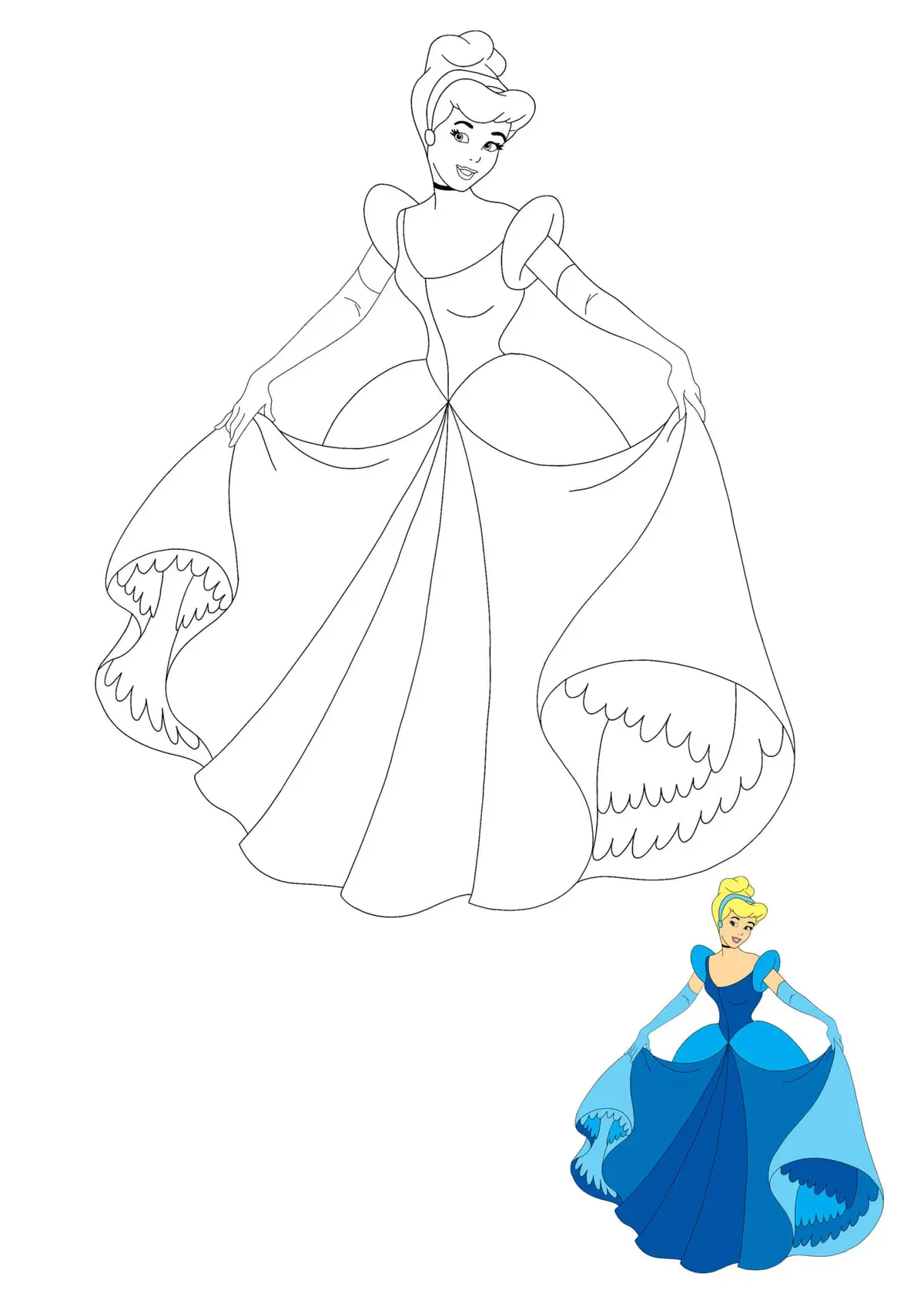 Coloriage Disney Princesse Cinderella - Princesse à imprimer