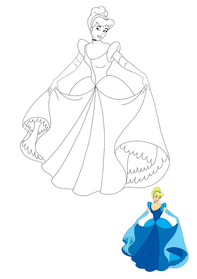 Coloriage Disney Princesse Cinderella - Princesse à imprimer