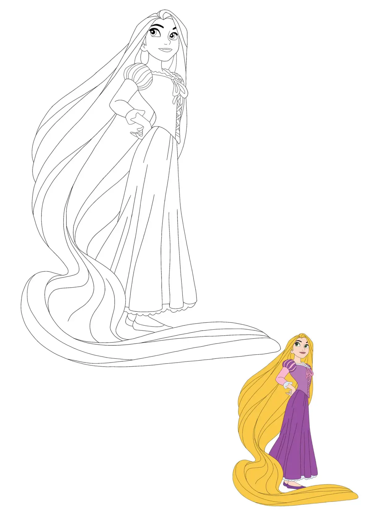 Coloriage Disney Princesse Rapunzel - Princesse à imprimer