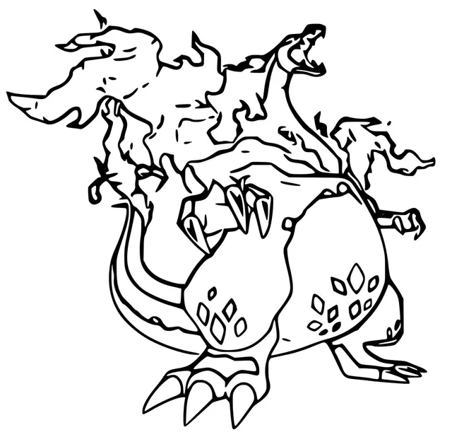 Coloriage Dracaufeu Gigamax Gigantamax Charizard - Dracaufeu à imprimer