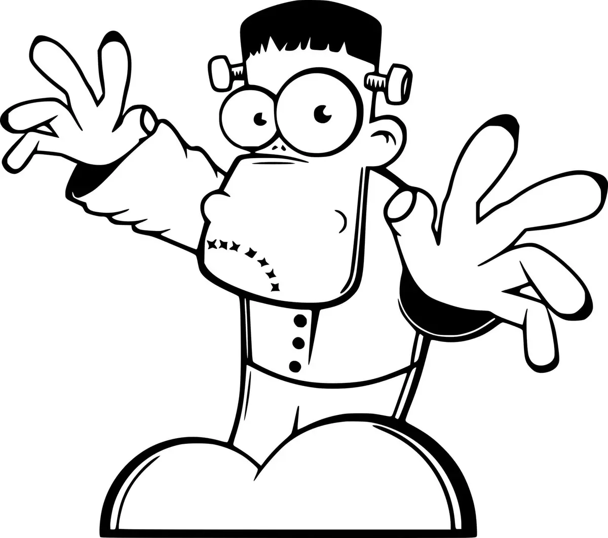 Desenho de Frankenstein Divertido em Desenho Cartoon para colorir