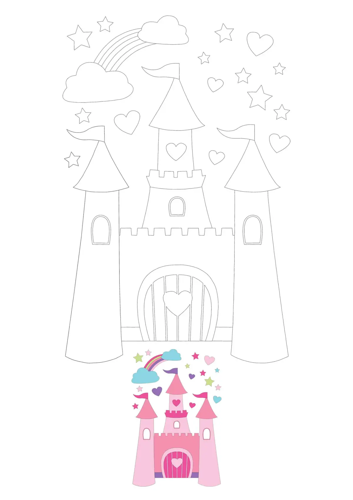 Coloriage Château de Princesse Simplifié - Princesse à imprimer