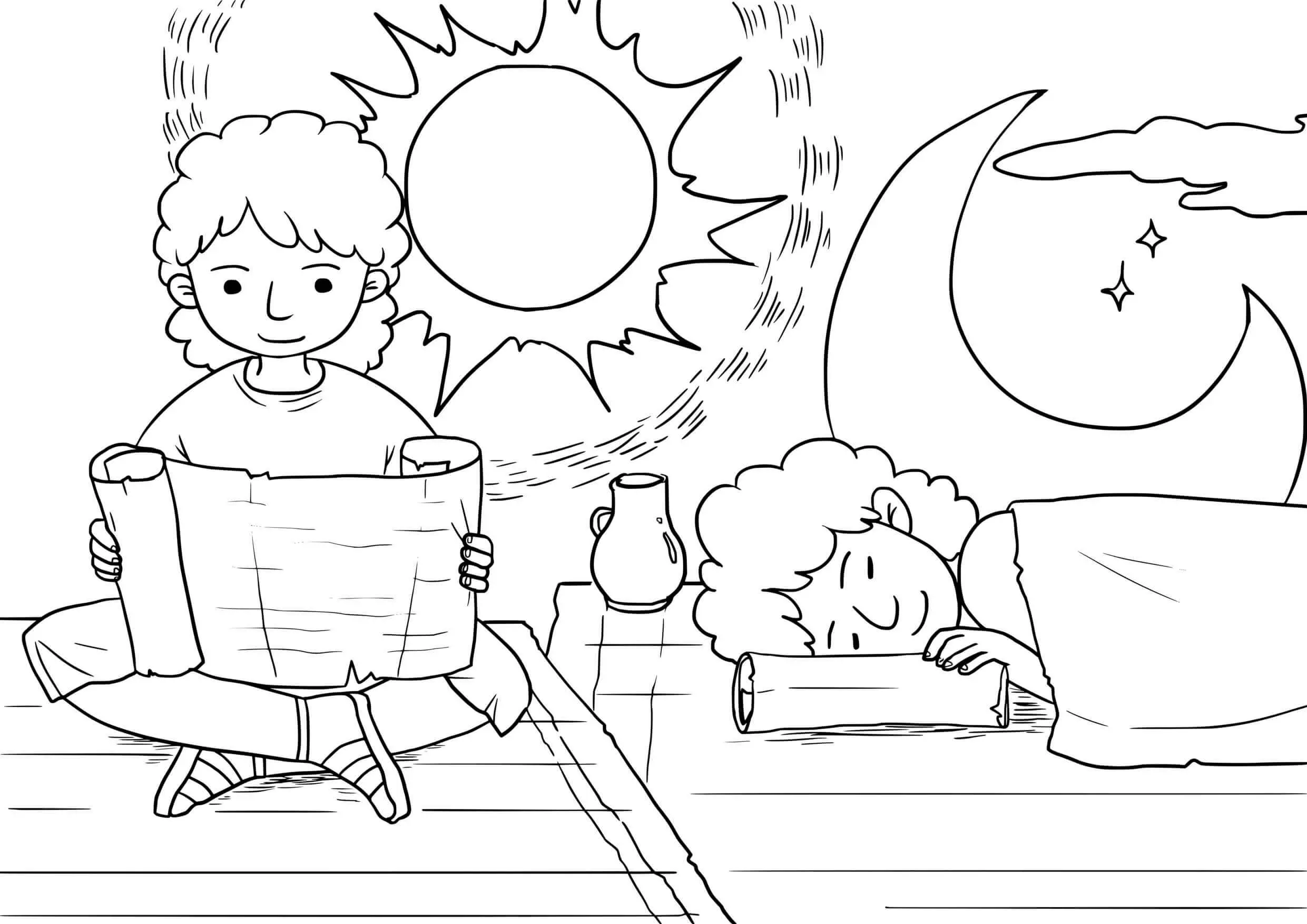Coloriage Dame royale Elisha et le Psaume 1:16 illustré - Jésus à imprimer