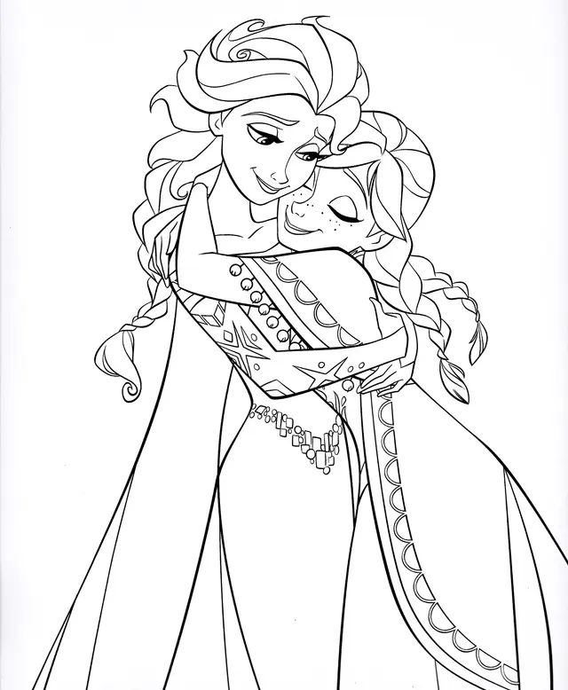 Coloriage Elsa Donne Un Câlin - Elsa à imprimer