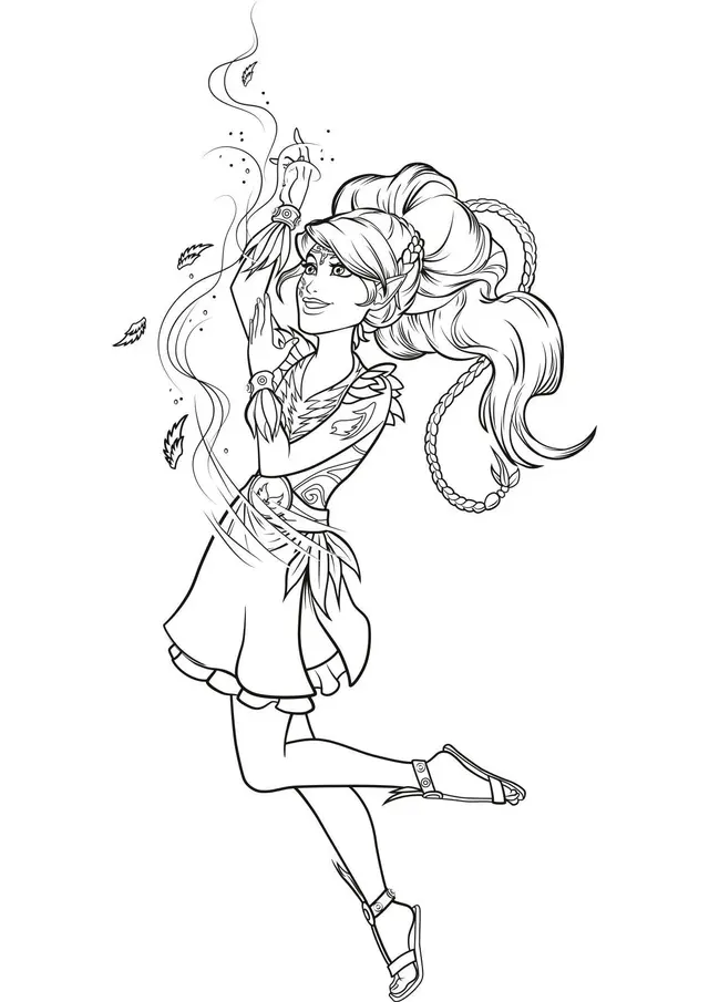 Coloriage Elves Aira Jouant Avec Le Vent - Gulli à imprimer