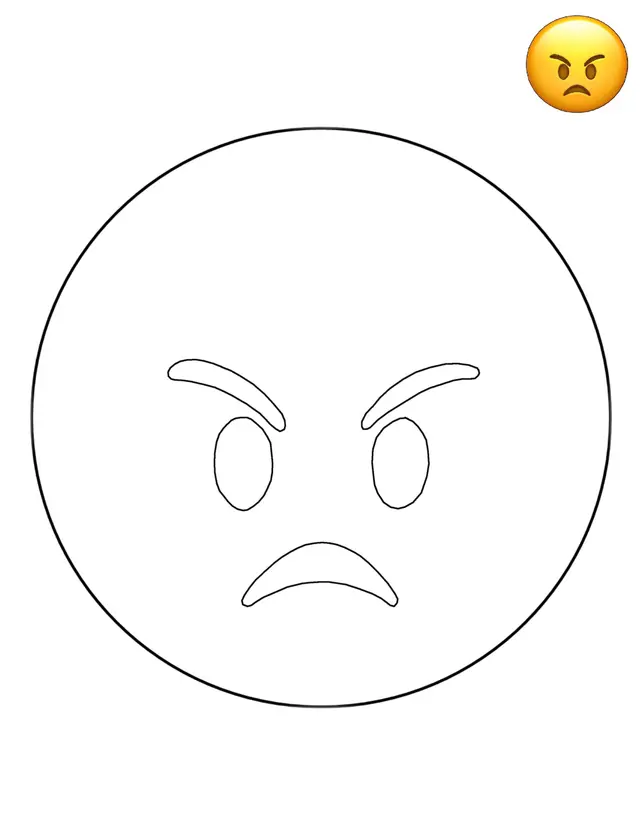 Coloriage Emoji Angry Smiley - Emoji à imprimer