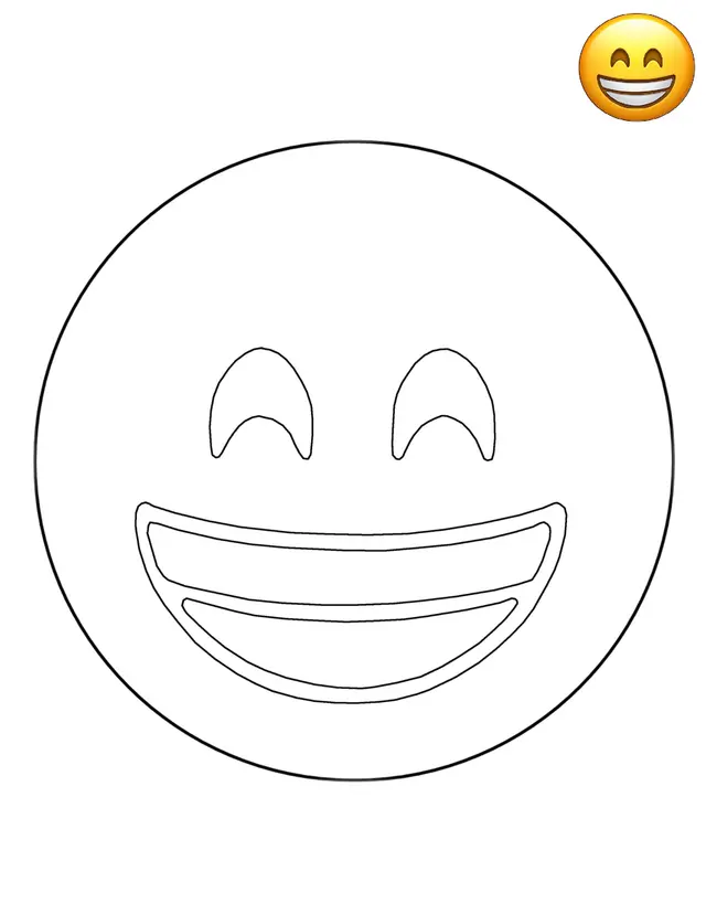 Coloriage Emoji Grinning Smile Smiley - Emoji à imprimer