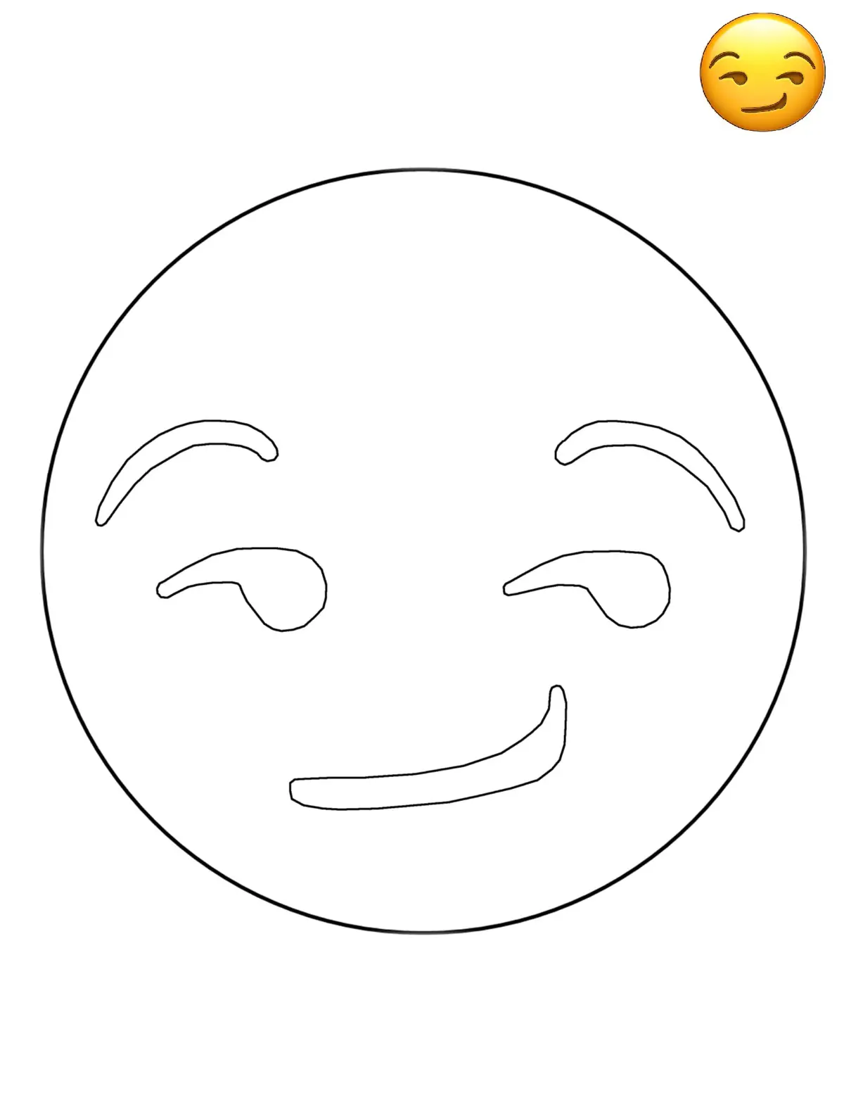 Disegno di Emoji Smirk Smiley da stampare