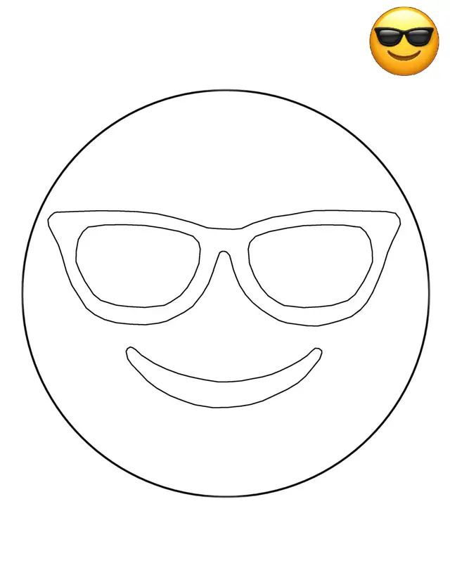 Coloriage Emoji Sunglasses Smiley - Emoji à imprimer