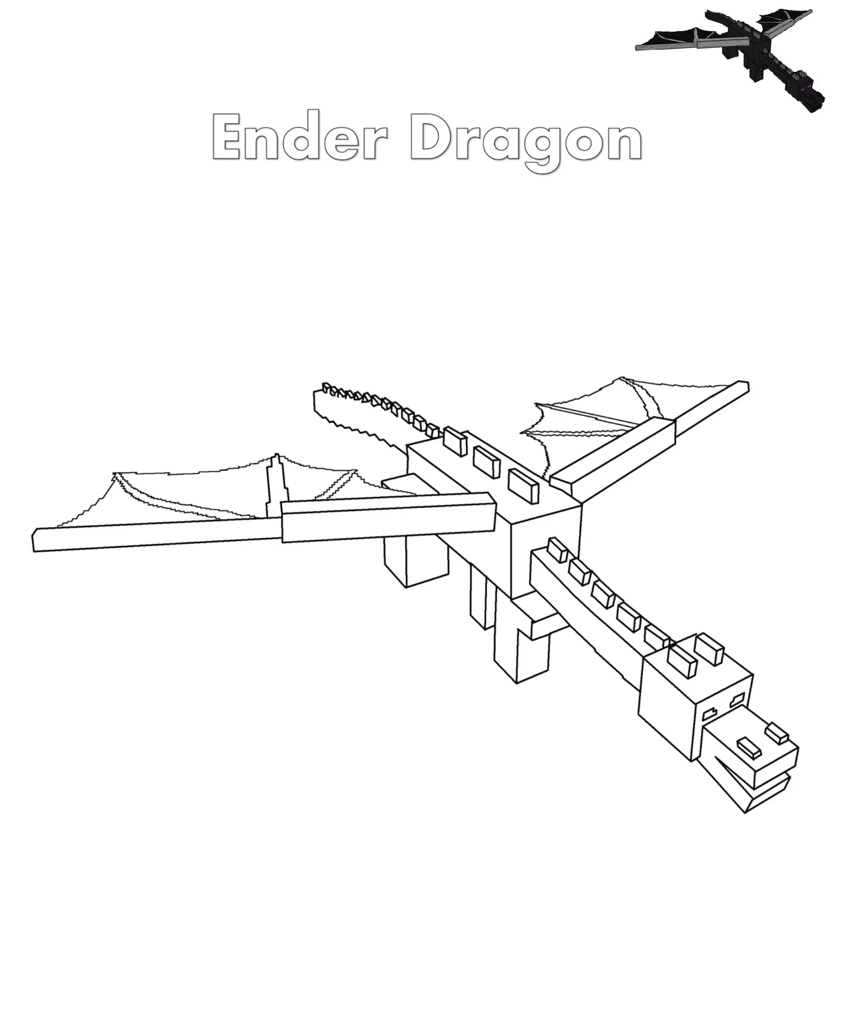 Coloriage Ender Dragon Minecraft - Minecraft à imprimer