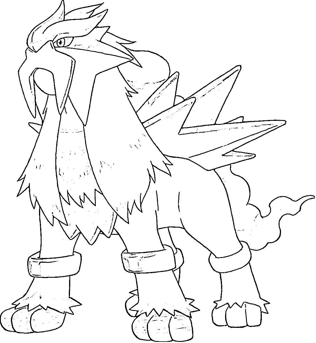 Coloriage Entei Génération 2 - Pokémon légendaire à imprimer