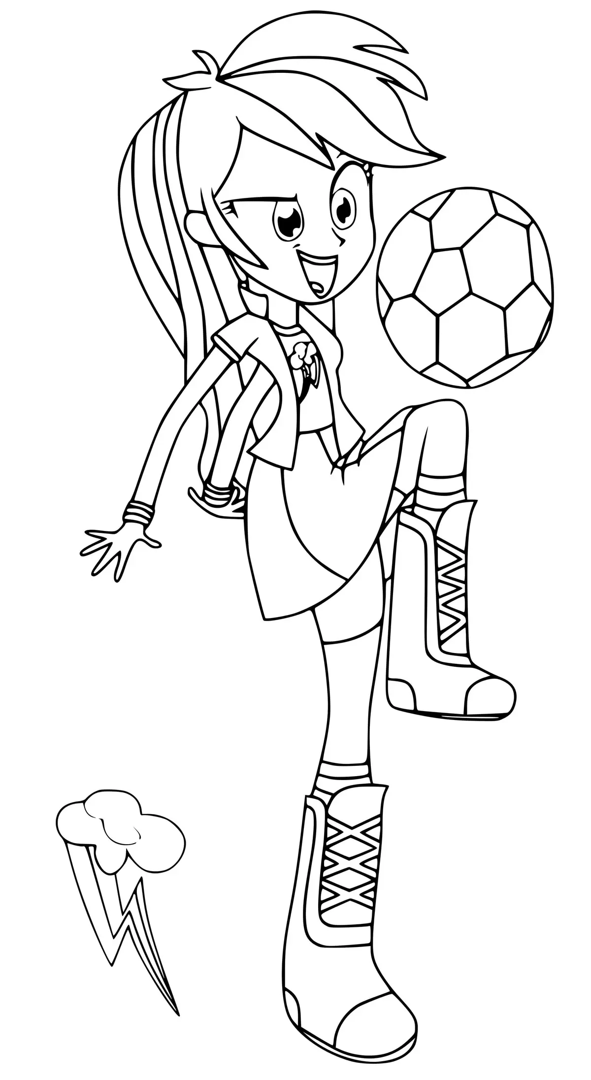 Rainbow Dash Equestria Girls Football coloring page to print