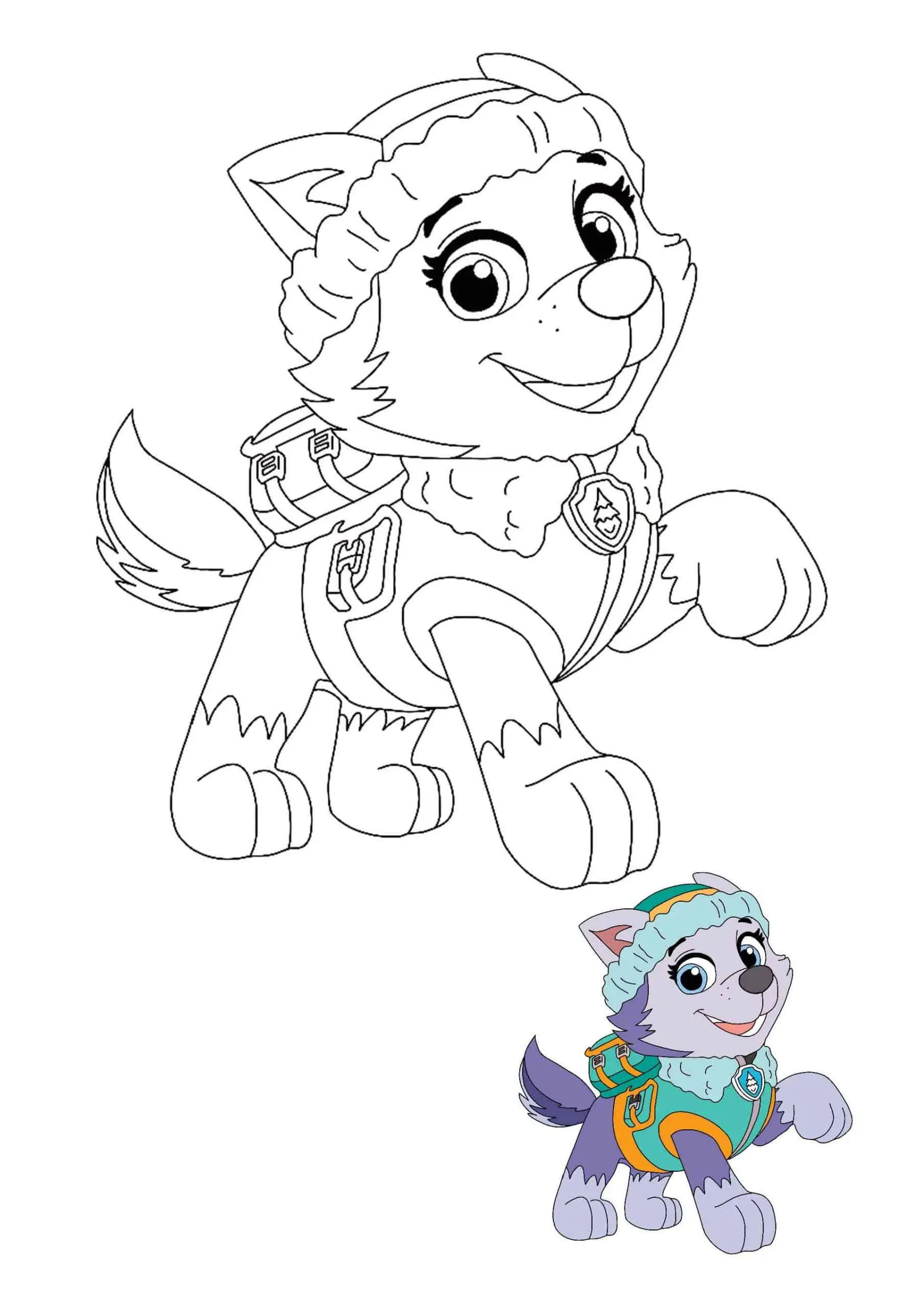 Coloriage Everest Husky Sauvetage Pat Patrouille - Paw patrol à imprimer